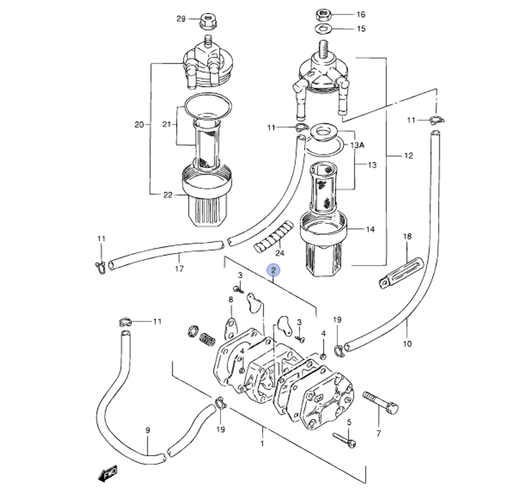 Рем.к-т топл.насоса Suzuki DT20-DT60 (15170-94320-000)
