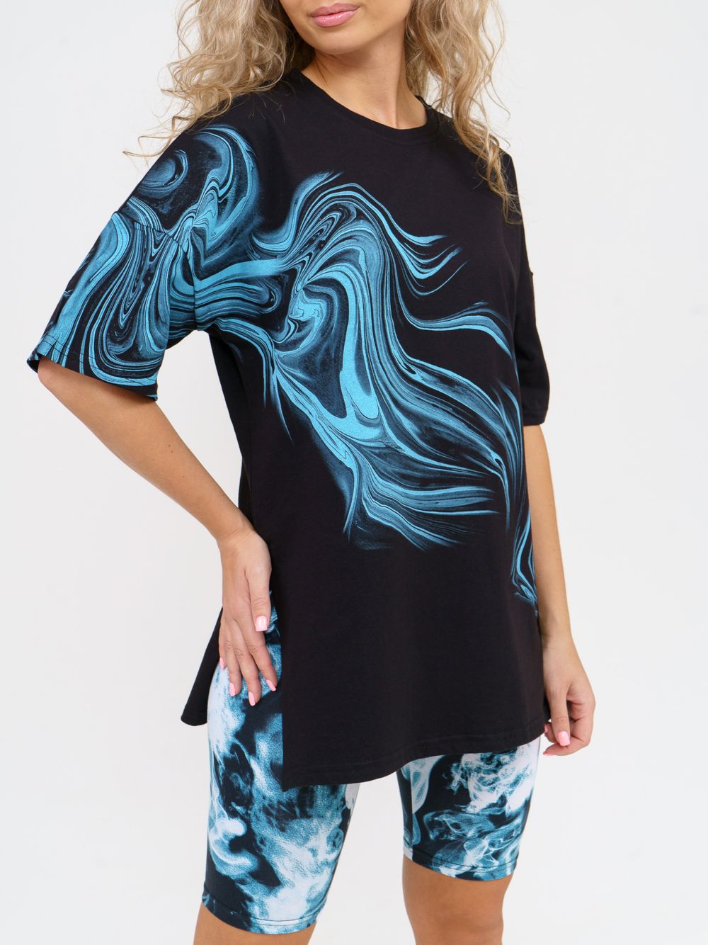 910 Костюм "черный/голубой" SveTekst (Акция)