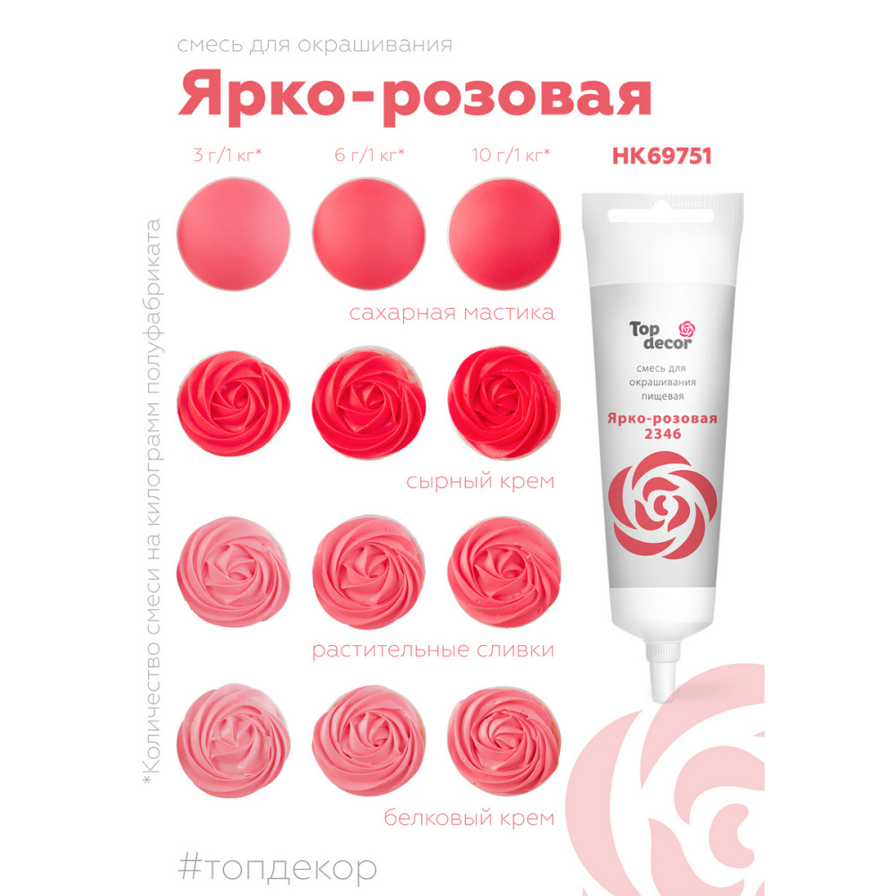Пищевой краситель гелевый "Ярко-розовый" 100 г