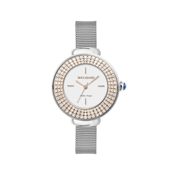 Часы Boccadamo Dome Silver White DM004 BW/S  с минеральным стеклом, кристаллами Swarovski