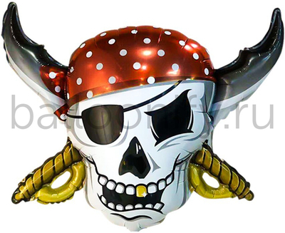 Шар (29''/74 см) Фигура, Череп пирата, 1 шт.