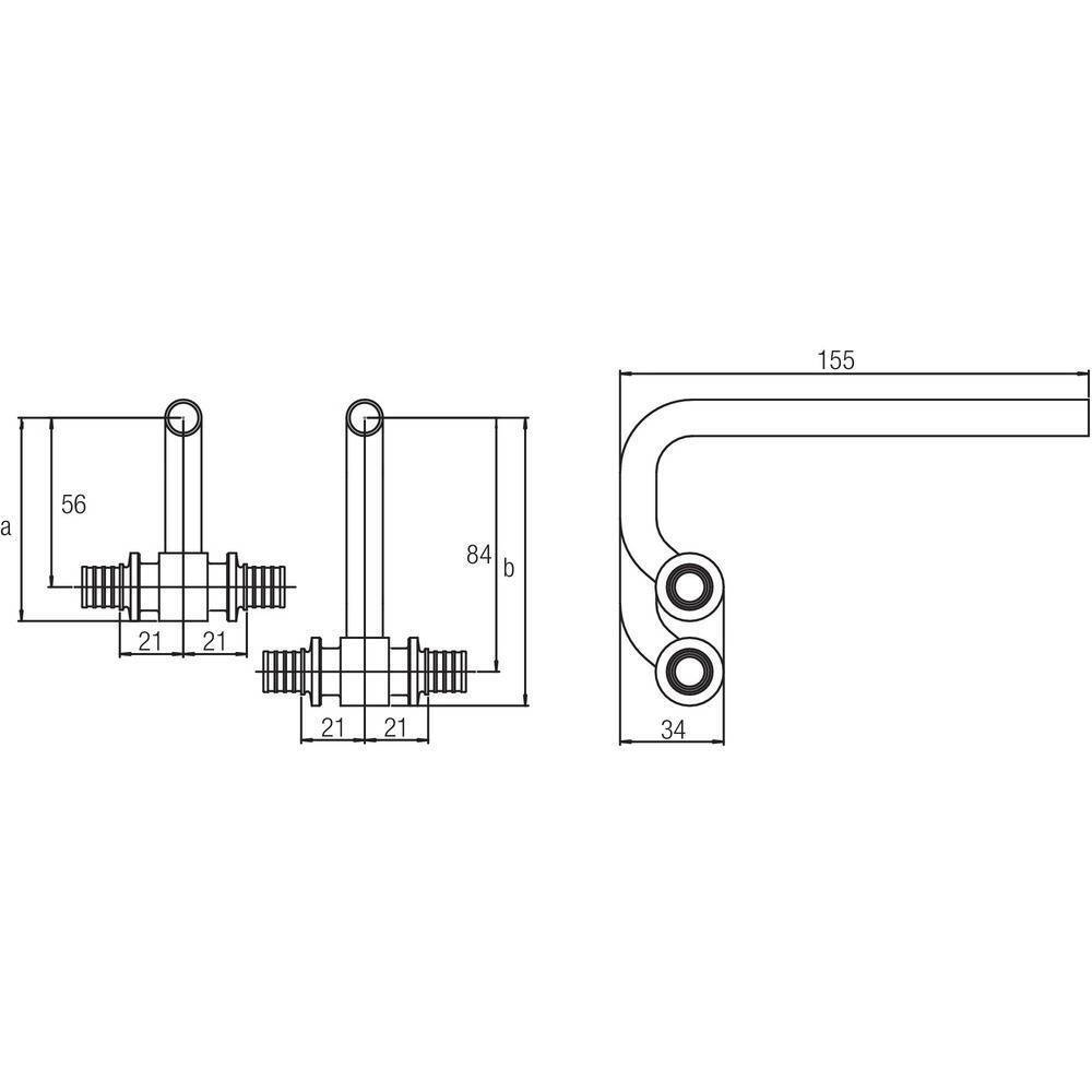 REHAU SL-комплект двух C-образных трубок с гильзами 20-12x1.0-20 для подключения радиаторов (11372391003)