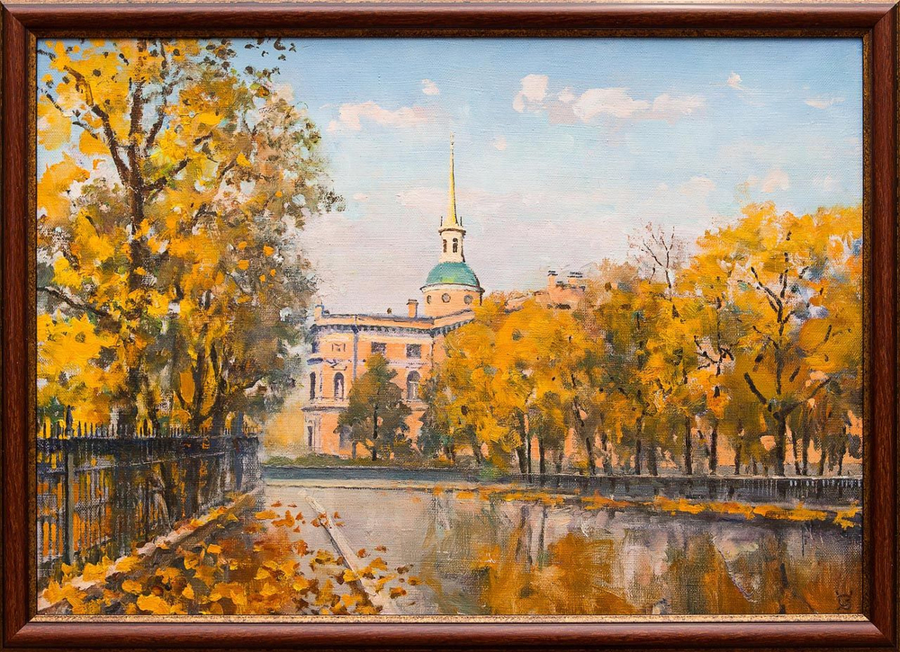 Картина маслом "Вид на Михайловский замок" Цыс