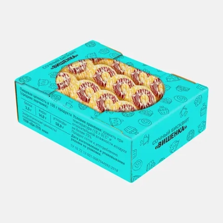 Печенье бисквитное со вкусом вишни в белой глазури Ванюшкины сладости 300г