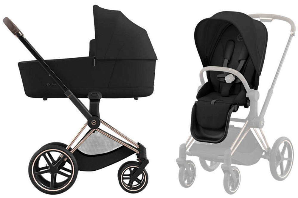 Коляска 3 в 1 Cybex Priam IV Rosegold complete и автокресло Cloud T i-Size Mirage Grey Sepia Black