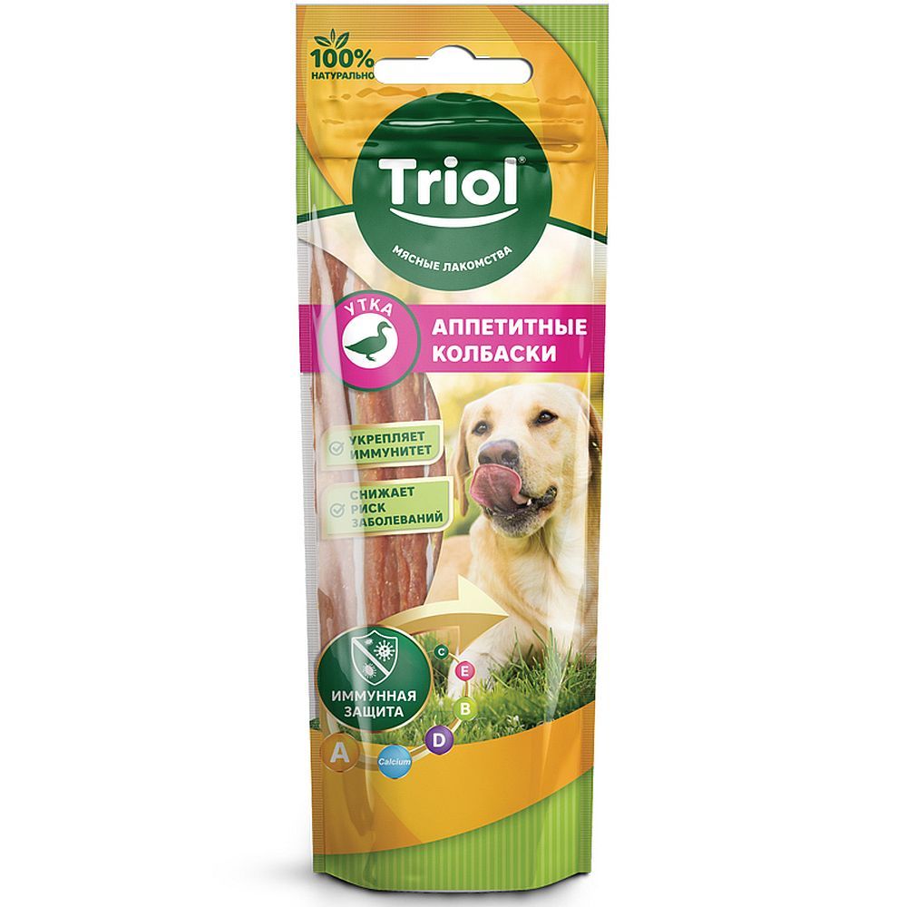 Лакомство для собак "Аппетитные колбаски" из утки Triol, уп.40г