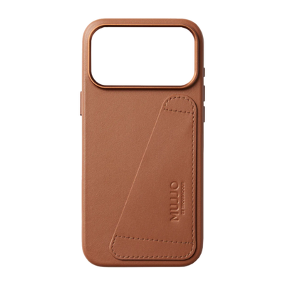 Кожаный чехол MagSafe с картхолдером Mujjo Full Leather Wallet Case для iPhone 17 Pro Max Чехол из натуральной телячьей велюровой цельнозерновой кожи с мелкозернистой фактурой и сенсорной накладкой для Контроллера камеры. Есть встроенный картхолдер — вмещ