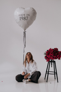 Шар большое сердце белое Made in (сделана в ...) №2744