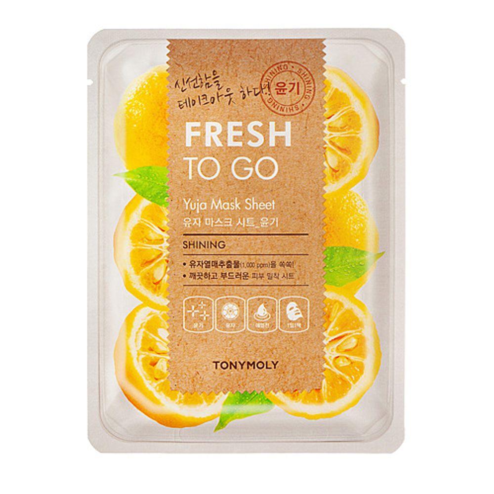 TONY MOLY Fresh To Go Yuja Mask Sheet с цитрусом юдзу для сияния кожи, 25 г