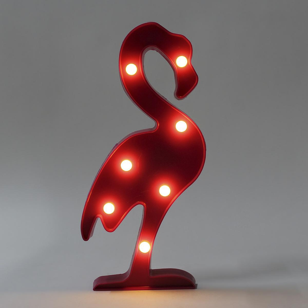 Ночник Фламинго на бат. 30см 4 цвета микс пакет
