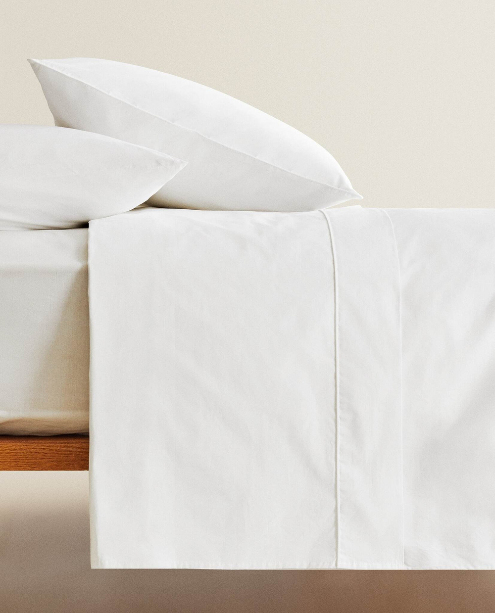 ZARA HOME (300 НИТЕЙ)  ПРОСТЫНЯ ИЗ ХЛОПКА, БЕЛЫЙ