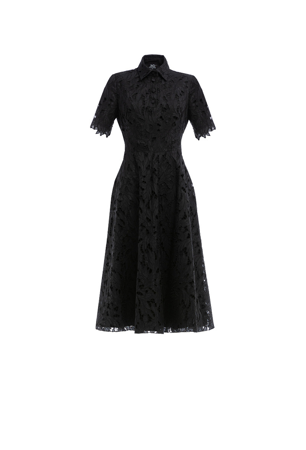 Кружевное платье с короткими рукавами черное 08-01-25 SS