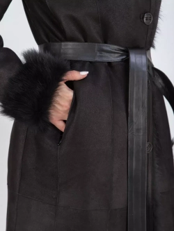 Дубленка зимняя натуральная с капюшоном длинная и теплая