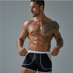 Черные плавки-боксеры с контрастной отделкой (Размер: L) (Цвет: черный)