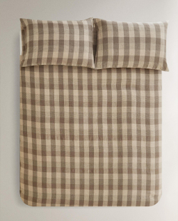 Пододеяльник Zara Home, лён 100%, в клетку, 6195/088