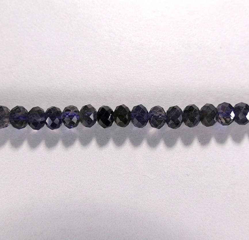 Бусина из иолита, фигурная, 4x6 мм (рондель, граненая)