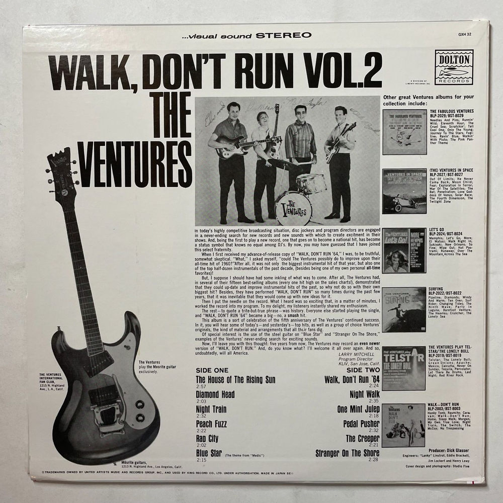 Винтажная виниловая пластинка LP The Ventures Walk, Don't Run Vol. 2 (Japan 1978) (No Obi)