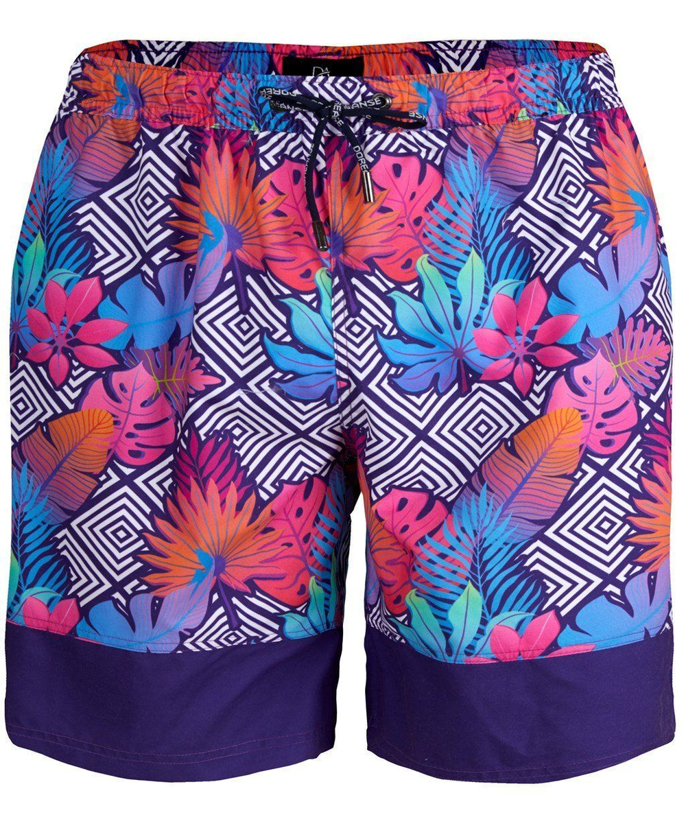 Мужские шорты для плавания с ярким принтом Doreanse Bora Bora (Размер: M) (Цвет: сливовый)
