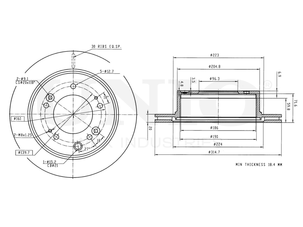 Диск тормозной задний UNIO BRD-20391
