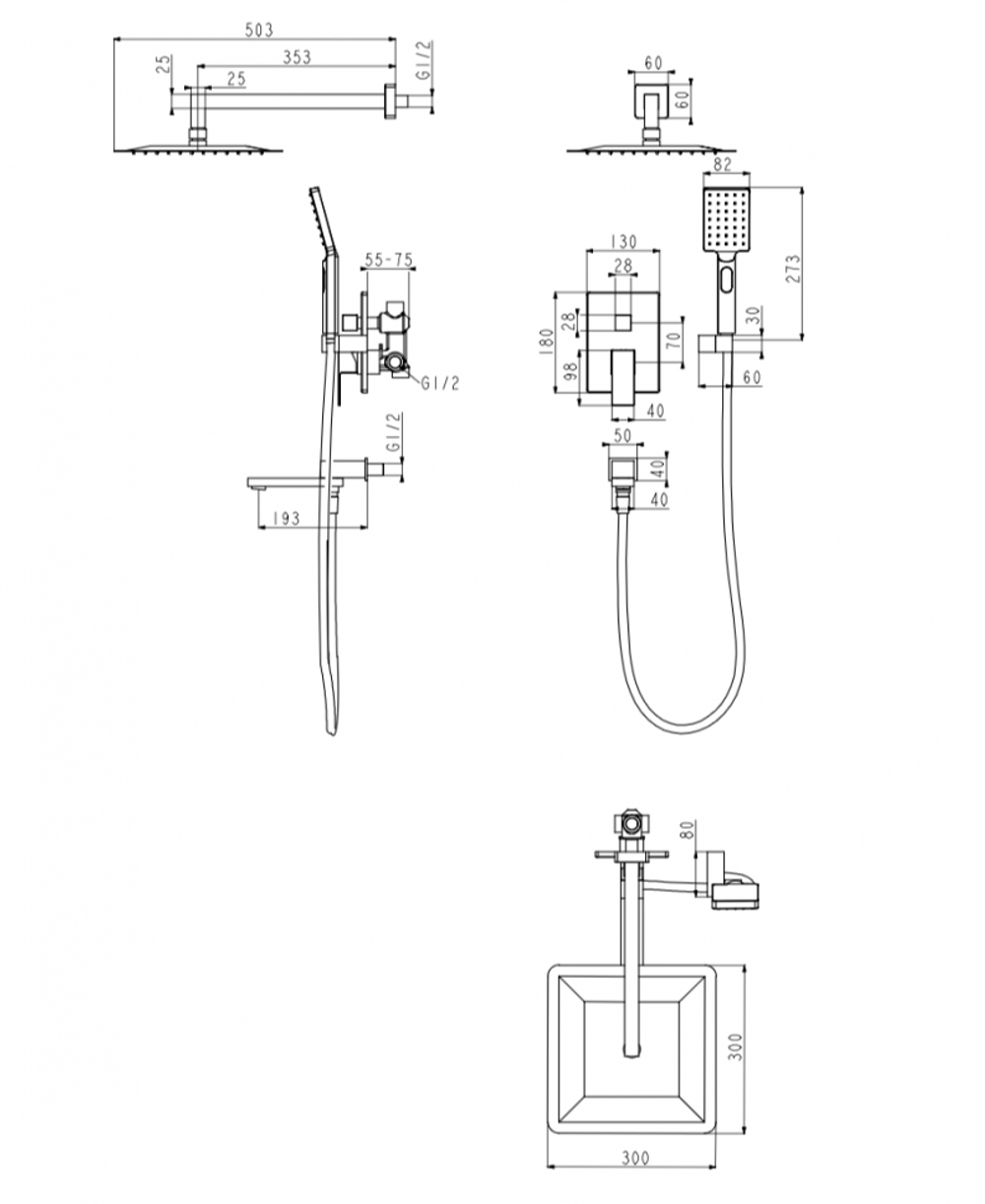 Душевая система Grocenberg GB5008 Хром