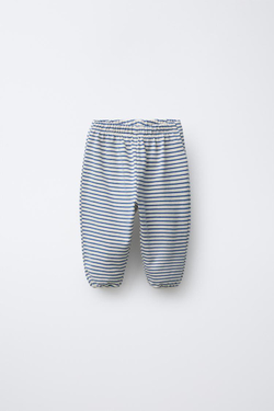 ZARA БРЮКИ-ДЖОГГЕРЫ В ПОЛОСКУ, ЭКРЮ/СИНИЙ