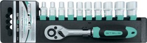 Набор торцевых головок 11 предметов 1/2 с трещеток, 6-гранные STELS