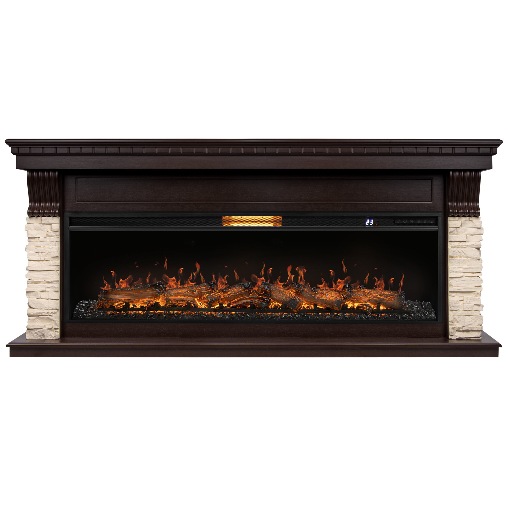 Каминокомплект: Очаг Royal Thermo Aurora RTFP/P-AR60LS, портал Michigan 60, камень мол., шп. тем.дуб