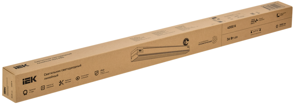 Светильник светодиодный линейный 1022 36Вт 4000К 900мм призма белый LIGHTING PRO IEK
