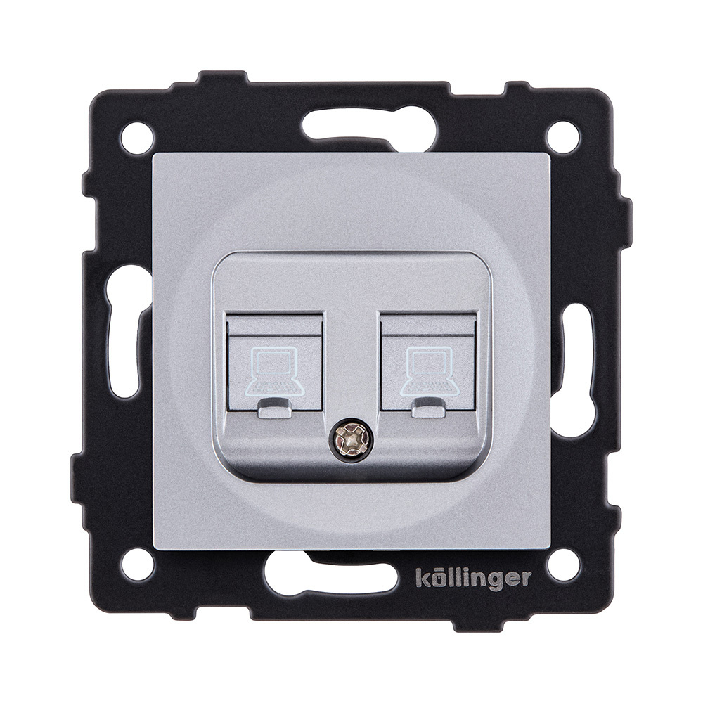 Розетка двойная Ethernet RJ45 Cat.5, серый Kollinger REA-015GY для Aspekt, Eleganz, Reflex