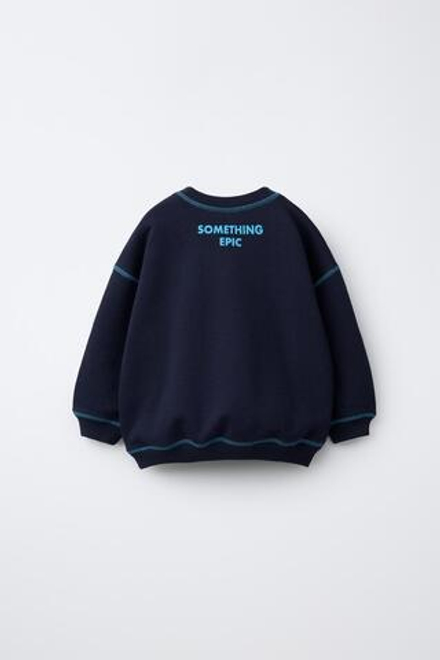 ZARA ТОЛСТОВКА С КОНТРАСТНОЙ ОТСТРОЧКОЙ, МОРСКОЙ СИНИЙ