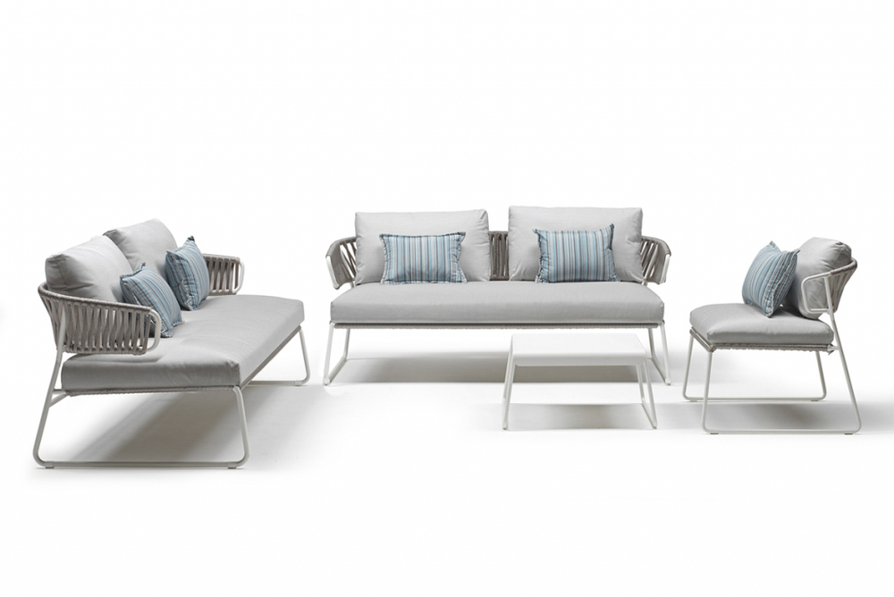 Кресло лаунж плетеное Scab Design Lisa Lounge Filo, лен, серебристый