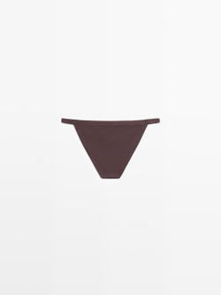 Massimo Dutti Плавки бикини из рельефной ткани, коричневый