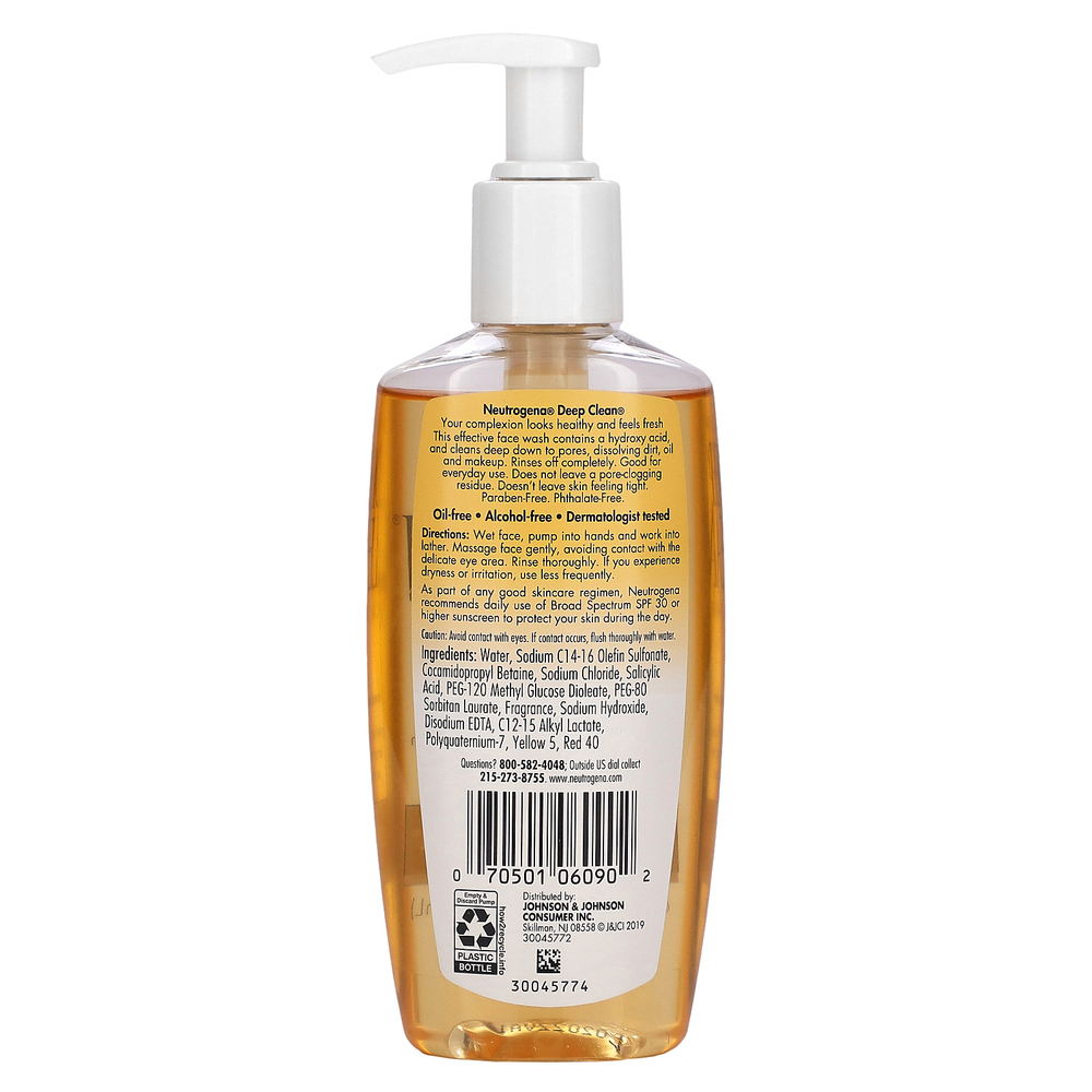 Neutrogena, Deep Clean, очищающее средство для лица, для нормальной и жирной кожи, 200 мл (6,7 жидк. Унции)