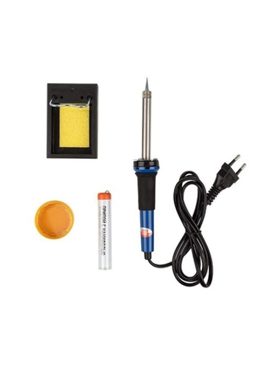 Набор для пайки №11 (паяльник 30Вт подставка губка для удаления припоя канифоль припой) Rexant 12-0165