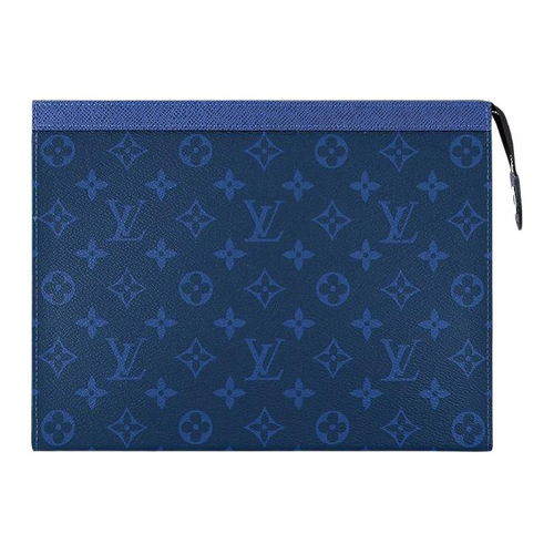 LOUIS VUITTON Pochette Voyage Monogram Eclipse Taiga Leather Mm Pacific Blue