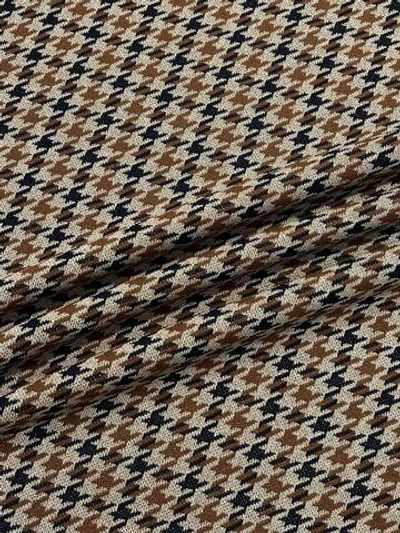 Трикотаж шерсть с п/а, люрексом и эластаном Dondi песочный с сине-коричневым пье-де-пуль