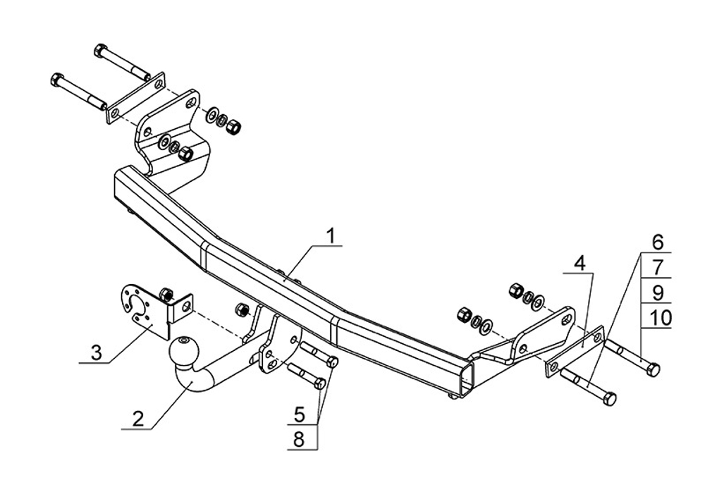 Фаркоп Avtos на JEEP COMPASS (2007-2011), PATRIOT (2007-2011)(паспорт и сертификат в комплекте)(без электрики)JW 02