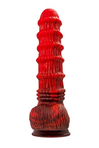 Силиконовый вибратор Monster Tops - 27 см. (Цвет: красный с черным)