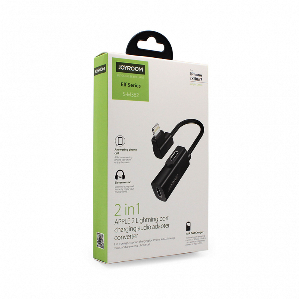 Адаптер Apple Dual Lightning аудио конвертер S-M362 Joyroom black