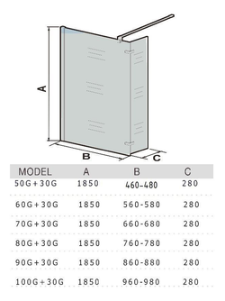 Душевое ограждение WeltWasser  WW400  60G+30G Душевое ограждение. (600+300)Х1850 мм  10000008001 прямоугольная