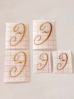 Наклейки свадебные буквы зеркальное золото инициалы "Э"