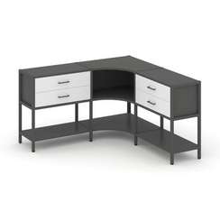 Shelf System Трехсекционный угловой стеллаж двухярусный с ящиками SN.STMU-231 Антрацит/Белый/Металл