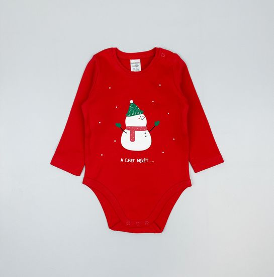 Боди хлопковое Новогоднее, красный мак