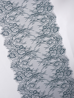 Кружево шантильи изумруд НОВЫЙ ОТКРАС неэластичное ширина 22 см купон 2.9 м