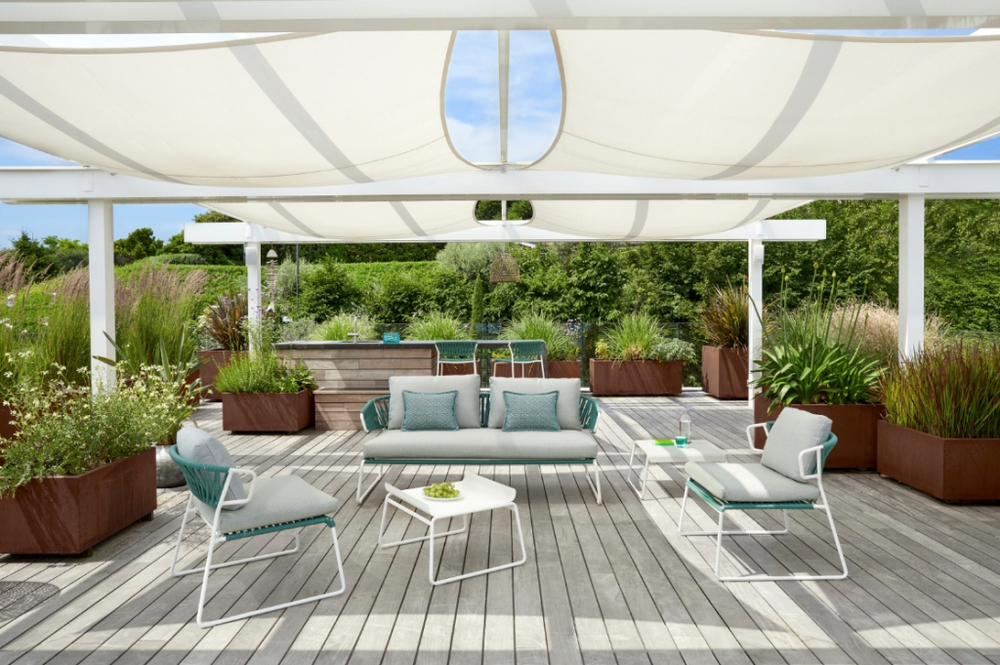 Диван плетеный с подушками Scab Design Lisa Sofa Filo, лен, ментоловый, лед