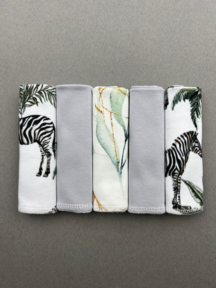 Платочки сет из 5 штук LooJoo Зебры / Серый шелк / Ветви
