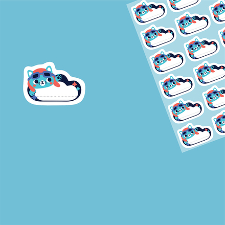 Термонаклейки детские Котик пилот (синий), 18 шт