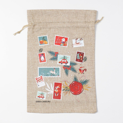 Мешочек подарочный новогодний с термонаклейкой 20х30 см