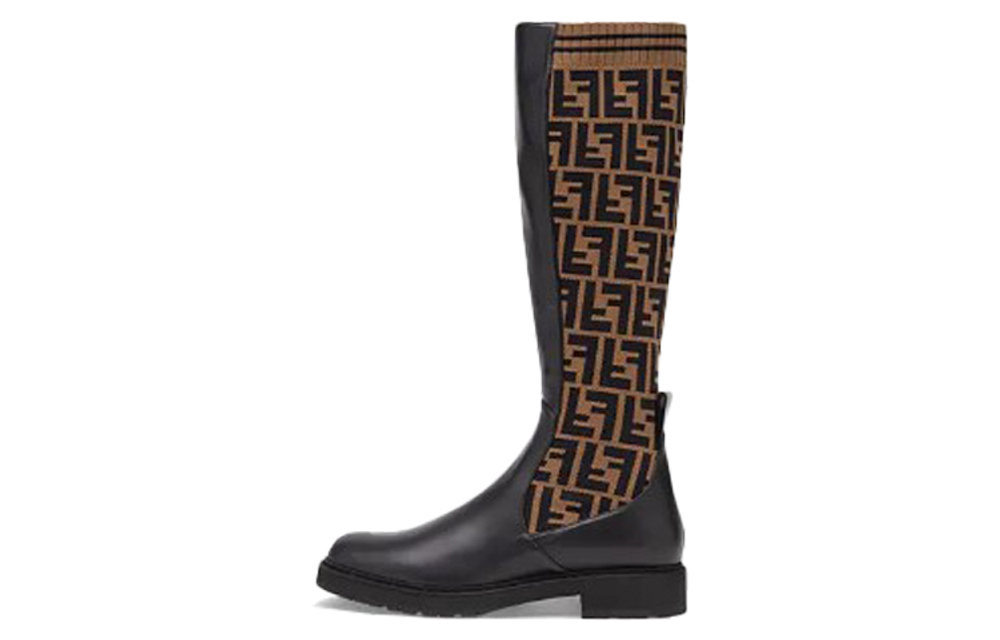 FENDI FF Rockoko Leather Boot "Black Tabacco"