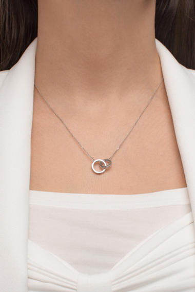 Колье "Two circles" из серебра с фианитами